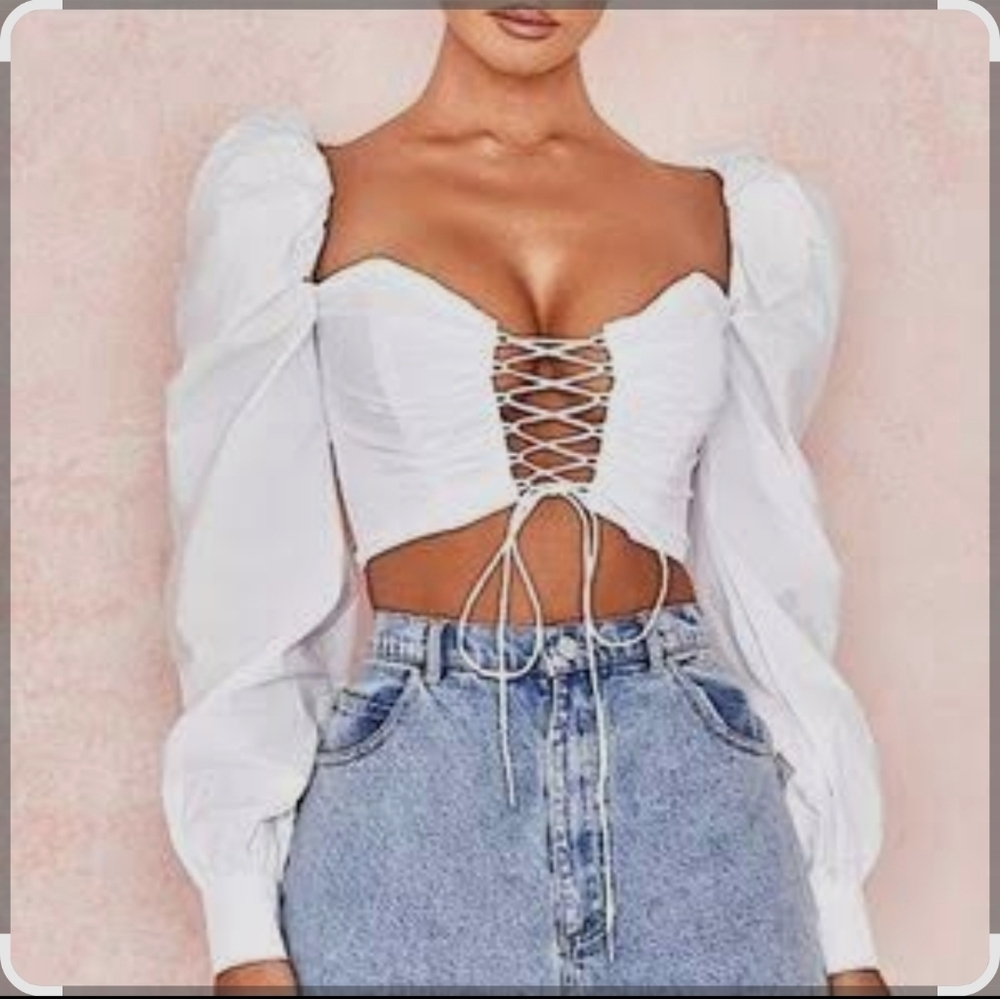 Mable Latecia Lace-Up Top Long Sleeve Top
